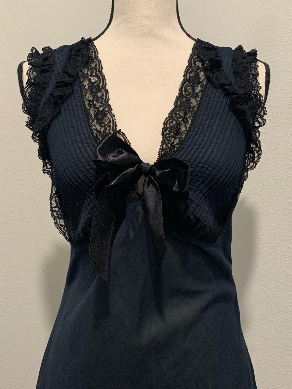 Rare Betsey Johnson Black Lace-Trim Midi Dress